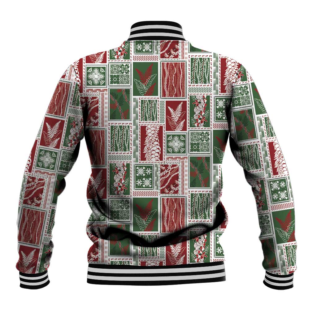 Mele Kalikimaka Hawaiian Quilt and Lei Patchwork Baseball Jacket LT9 - Polynesian Pride