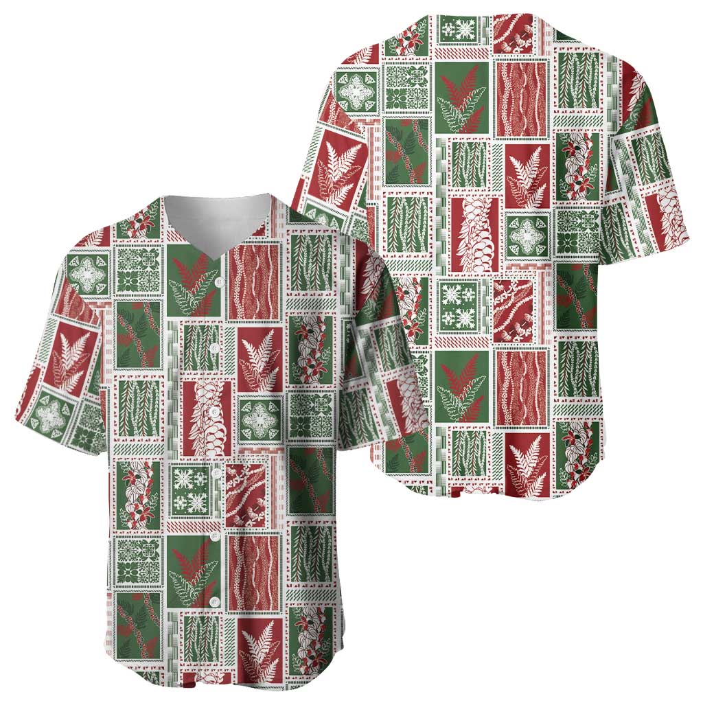 Mele Kalikimaka Hawaiian Quilt and Lei Patchwork Baseball Jersey LT9 - Polynesian Pride
