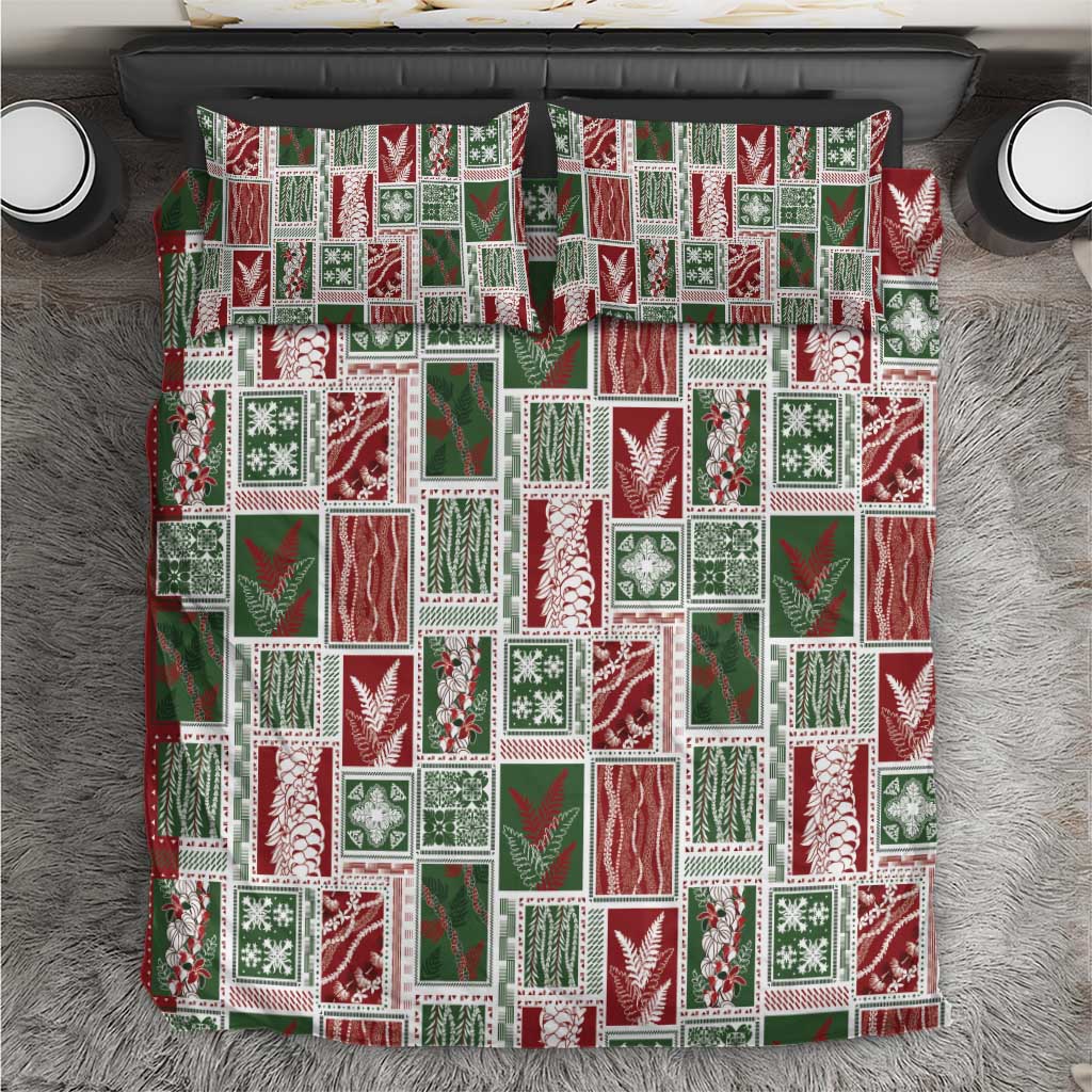 Mele Kalikimaka Hawaiian Quilt and Lei Patchwork Bedding Set LT9 Red - Polynesian Pride