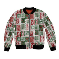 Mele Kalikimaka Hawaiian Quilt and Lei Patchwork Bomber Jacket LT9 Unisex Red - Polynesian Pride