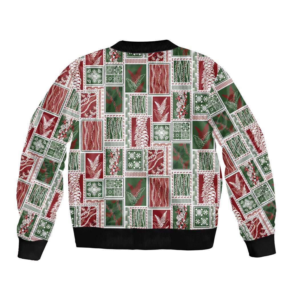 Mele Kalikimaka Hawaiian Quilt and Lei Patchwork Bomber Jacket LT9 - Polynesian Pride