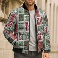 Mele Kalikimaka Hawaiian Quilt and Lei Patchwork Bomber Puffer Jacket LT9 - Polynesian Pride