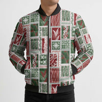 Mele Kalikimaka Hawaiian Quilt and Lei Patchwork Bomber Puffer Jacket LT9 - Polynesian Pride