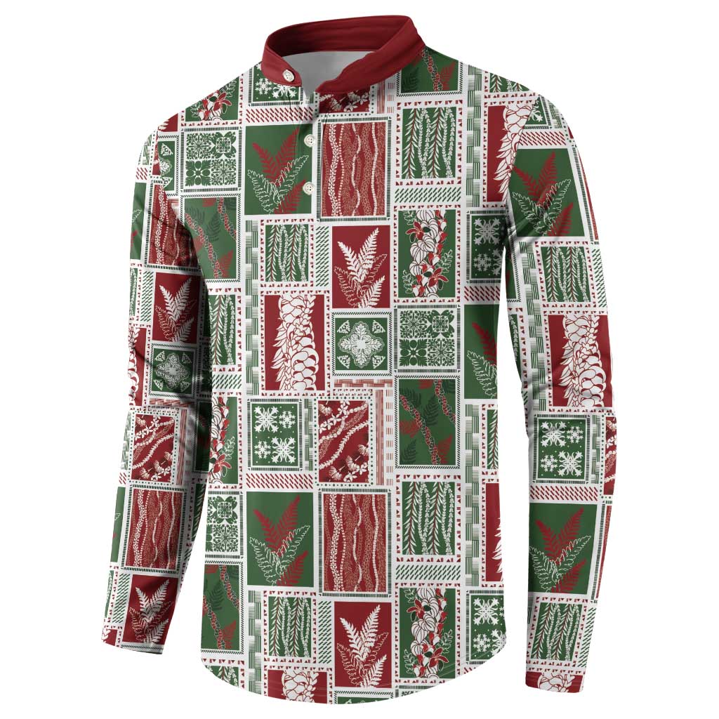 Mele Kalikimaka Hawaiian Quilt and Lei Patchwork Button Sweatshirt LT9 - Polynesian Pride