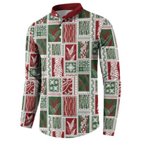Mele Kalikimaka Hawaiian Quilt and Lei Patchwork Button Sweatshirt LT9 - Polynesian Pride