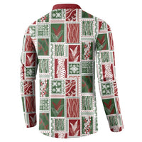 Mele Kalikimaka Hawaiian Quilt and Lei Patchwork Button Sweatshirt LT9 - Polynesian Pride