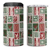 Mele Kalikimaka Hawaiian Quilt and Lei Patchwork 4 in 1 Can Cooler Tumbler LT9 One Size: 16 oz Red - Polynesian Pride