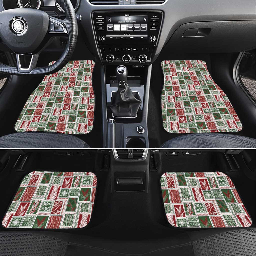 Mele Kalikimaka Hawaiian Quilt and Lei Patchwork Car Mats LT9 Set 4pcs Red - Polynesian Pride