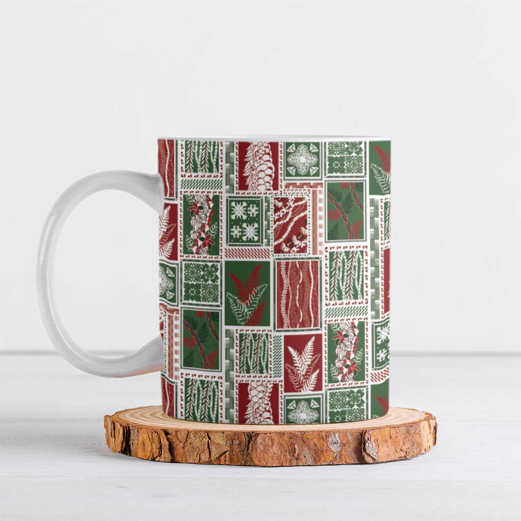 Mele Kalikimaka Hawaiian Quilt and Lei Patchwork Ceramic Mug LT9 Red - Polynesian Pride