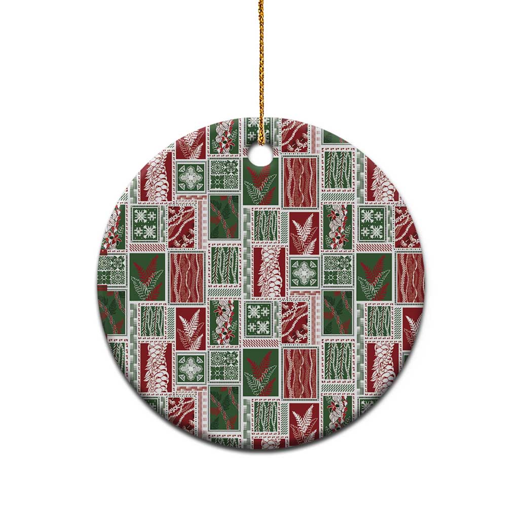 Mele Kalikimaka Hawaiian Quilt and Lei Patchwork Ceramic Ornament LT9 - Polynesian Pride