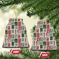 Mele Kalikimaka Hawaiian Quilt and Lei Patchwork Ceramic Ornament LT9 Bell Flake Red - Polynesian Pride