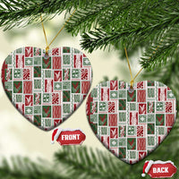 Mele Kalikimaka Hawaiian Quilt and Lei Patchwork Ceramic Ornament LT9 Heart Red - Polynesian Pride