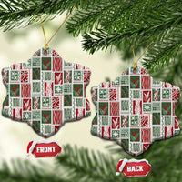 Mele Kalikimaka Hawaiian Quilt and Lei Patchwork Ceramic Ornament LT9 Snow Flake Red - Polynesian Pride