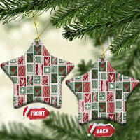 Mele Kalikimaka Hawaiian Quilt and Lei Patchwork Ceramic Ornament LT9 Star Red - Polynesian Pride