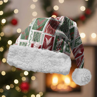 Mele Kalikimaka Hawaiian Quilt and Lei Patchwork Christmas Santa Hat LT9 With Fur Red - Polynesian Pride