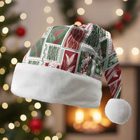 Mele Kalikimaka Hawaiian Quilt and Lei Patchwork Christmas Santa Hat LT9 Without Fur Red - Polynesian Pride