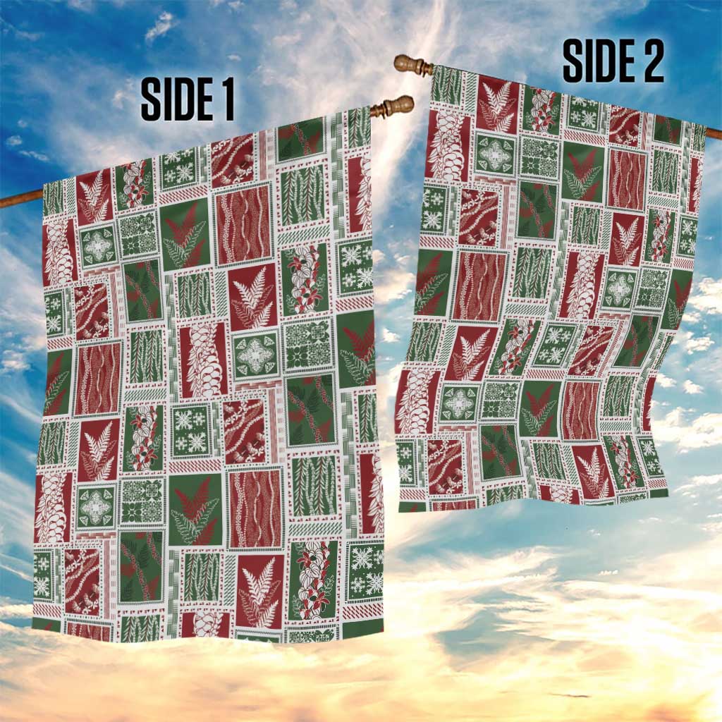 Mele Kalikimaka Hawaiian Quilt and Lei Patchwork Garden Flag LT9 - Polynesian Pride