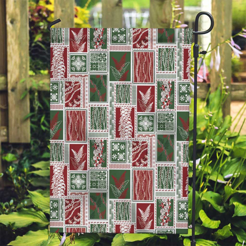 Mele Kalikimaka Hawaiian Quilt and Lei Patchwork Garden Flag LT9 Garden Flag Red - Polynesian Pride