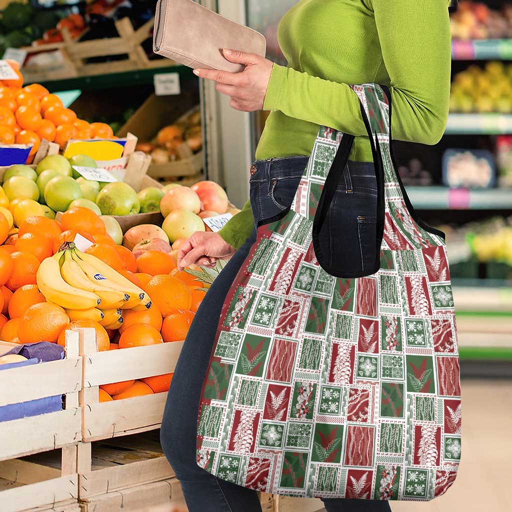 Mele Kalikimaka Hawaiian Quilt and Lei Patchwork Grocery Bag LT9 - Polynesian Pride