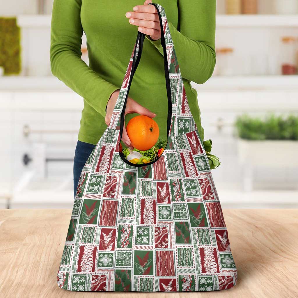 Mele Kalikimaka Hawaiian Quilt and Lei Patchwork Grocery Bag LT9 - Polynesian Pride