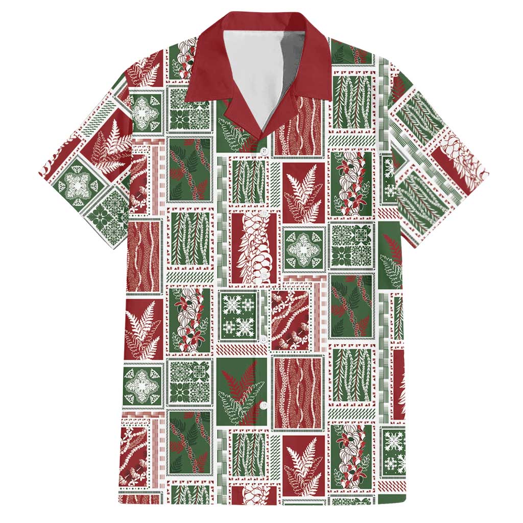 Mele Kalikimaka Hawaiian Quilt and Lei Patchwork Hawaiian Shirt LT9 Red - Polynesian Pride