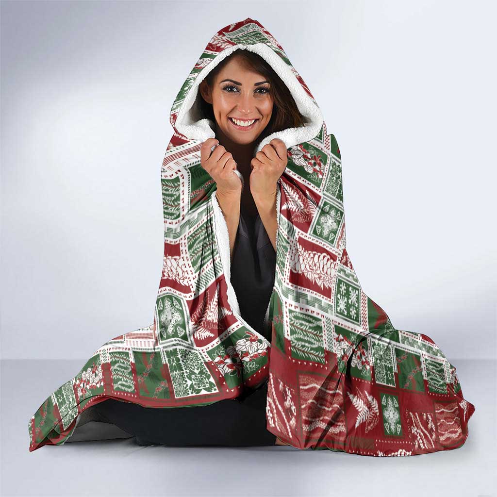 Mele Kalikimaka Hawaiian Quilt and Lei Patchwork Hooded Blanket LT9 - Polynesian Pride