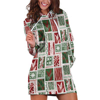 Mele Kalikimaka Hawaiian Quilt and Lei Patchwork Hoodie Dress LT9 Red - Polynesian Pride