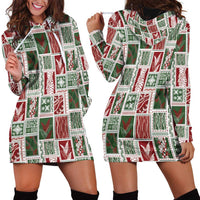 Mele Kalikimaka Hawaiian Quilt and Lei Patchwork Hoodie Dress LT9 - Polynesian Pride