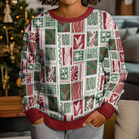 Mele Kalikimaka Hawaiian Quilt and Lei Patchwork Kid Ugly Christmas Sweater LT9 - Polynesian Pride