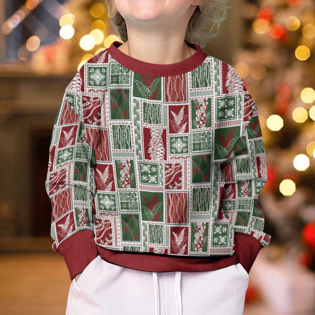 Mele Kalikimaka Hawaiian Quilt and Lei Patchwork Kid Ugly Christmas Sweater LT9 - Polynesian Pride