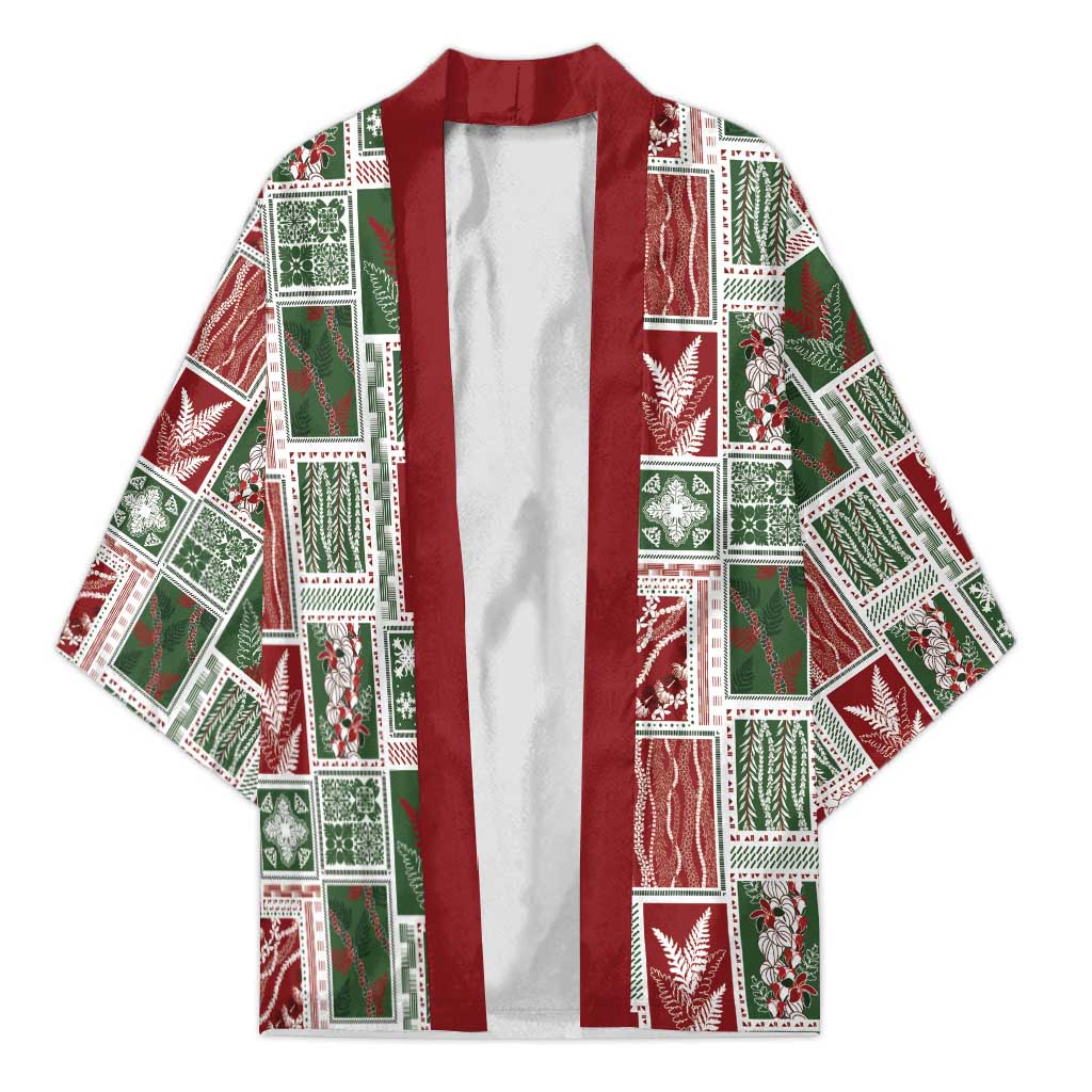 Mele Kalikimaka Hawaiian Quilt and Lei Patchwork Kimono LT9 Unisex Red - Polynesian Pride