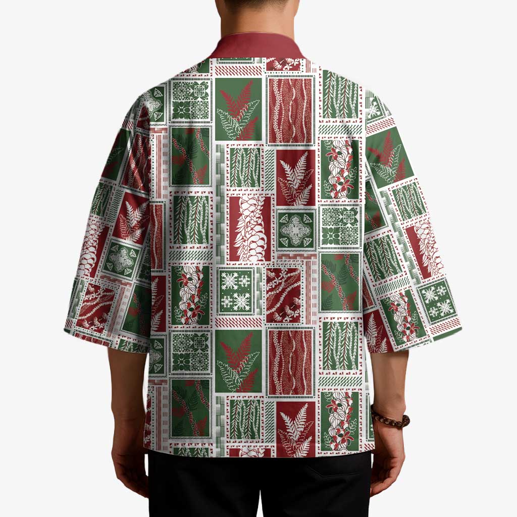 Mele Kalikimaka Hawaiian Quilt and Lei Patchwork Kimono LT9 - Polynesian Pride