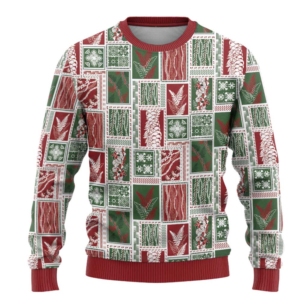 Mele Kalikimaka Hawaiian Quilt and Lei Patchwork Ugly Christmas Sweater LT9 - Polynesian Pride