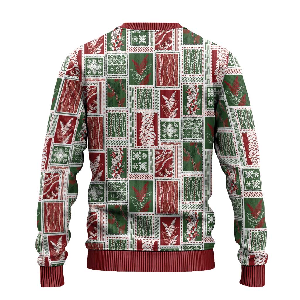 Mele Kalikimaka Hawaiian Quilt and Lei Patchwork Ugly Christmas Sweater LT9 - Polynesian Pride