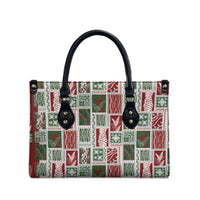 Mele Kalikimaka Hawaiian Quilt and Lei Patchwork Leather Bag LT9 - Polynesian Pride