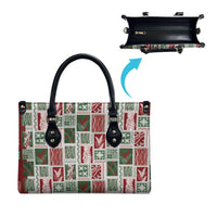 Mele Kalikimaka Hawaiian Quilt and Lei Patchwork Leather Bag LT9 - Polynesian Pride
