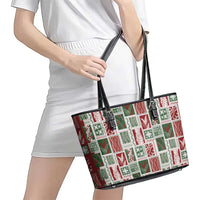 Mele Kalikimaka Hawaiian Quilt and Lei Patchwork Leather Tote Bag LT9 - Polynesian Pride
