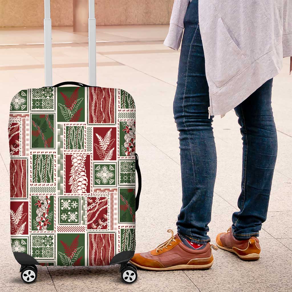 Mele Kalikimaka Hawaiian Quilt and Lei Patchwork Luggage Cover LT9 Red - Polynesian Pride