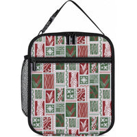 Mele Kalikimaka Hawaiian Quilt and Lei Patchwork Lunch Bag LT9 10.2 × 8.3 × 4.3 inch Red - Polynesian Pride