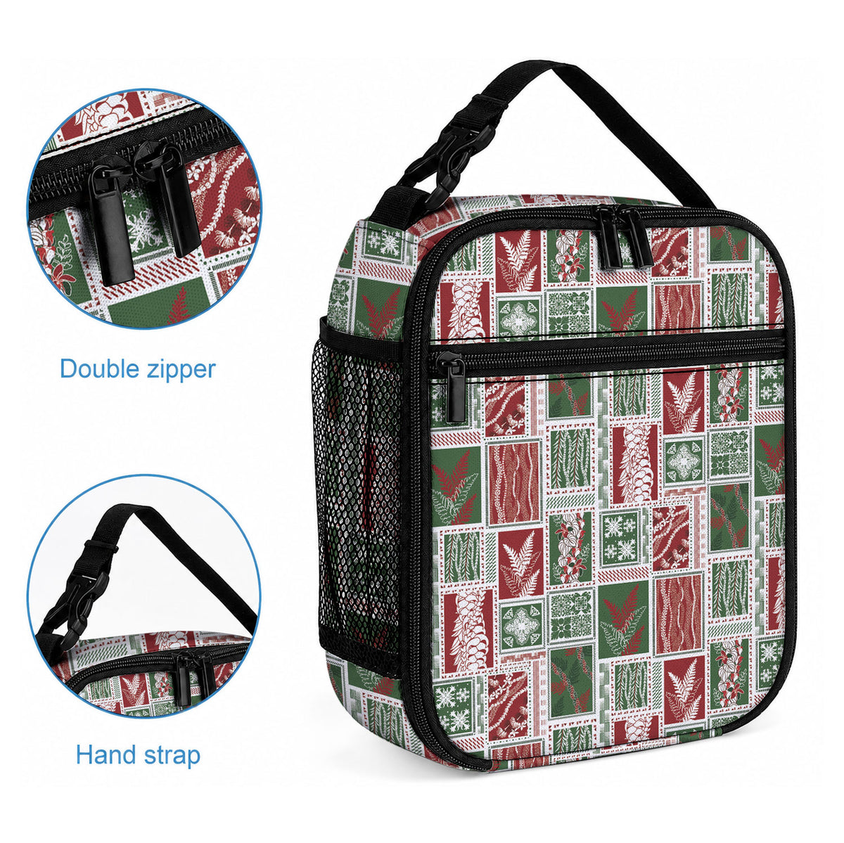 Mele Kalikimaka Hawaiian Quilt and Lei Patchwork Lunch Bag LT9 - Polynesian Pride