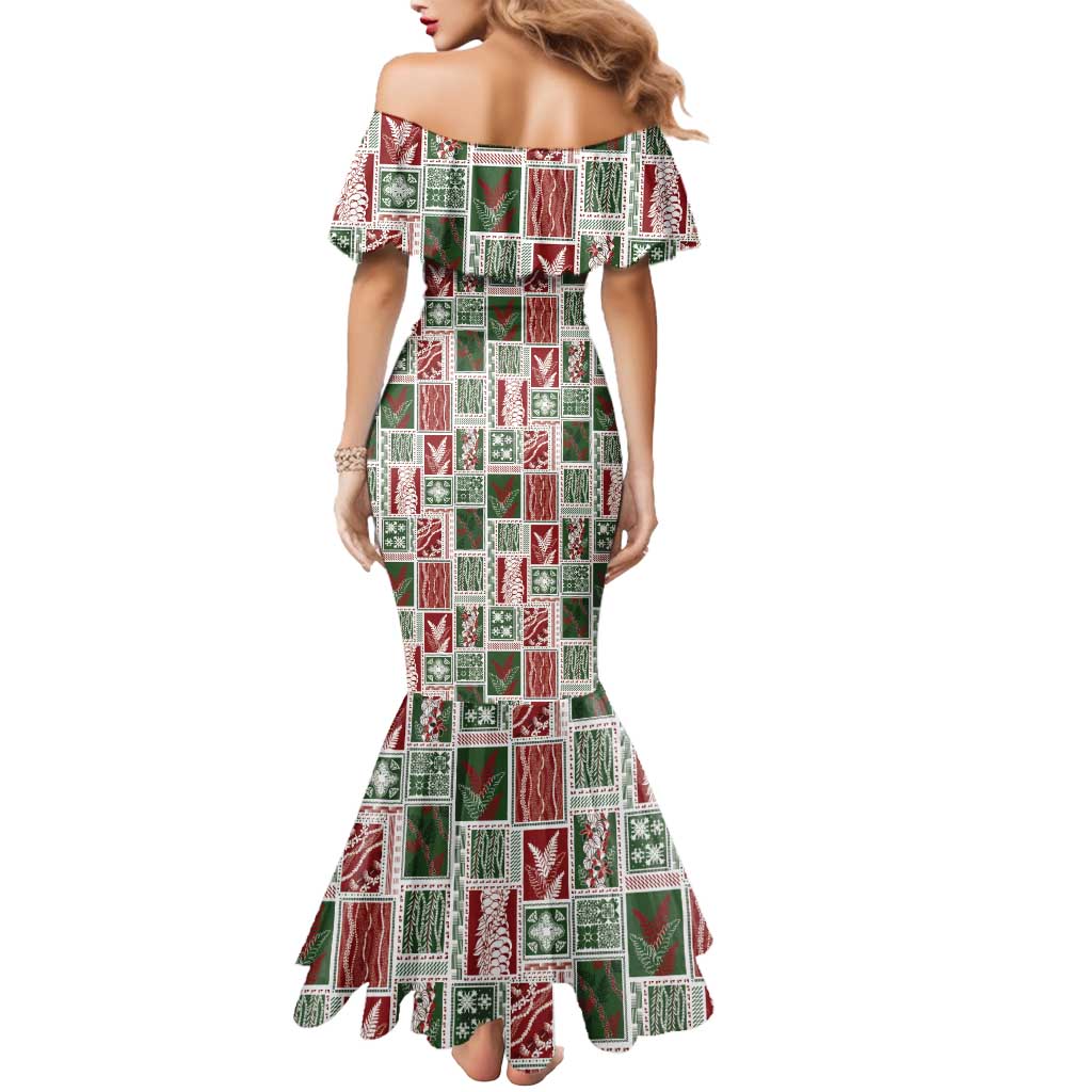 Mele Kalikimaka Hawaiian Quilt and Lei Patchwork Mermaid Dress LT9 - Polynesian Pride