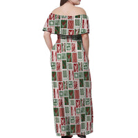Mele Kalikimaka Hawaiian Quilt and Lei Patchwork Off Shoulder Maxi Dress LT9 - Polynesian Pride