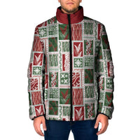 Mele Kalikimaka Hawaiian Quilt and Lei Patchwork Padded Jacket LT9 Men Red - Polynesian Pride
