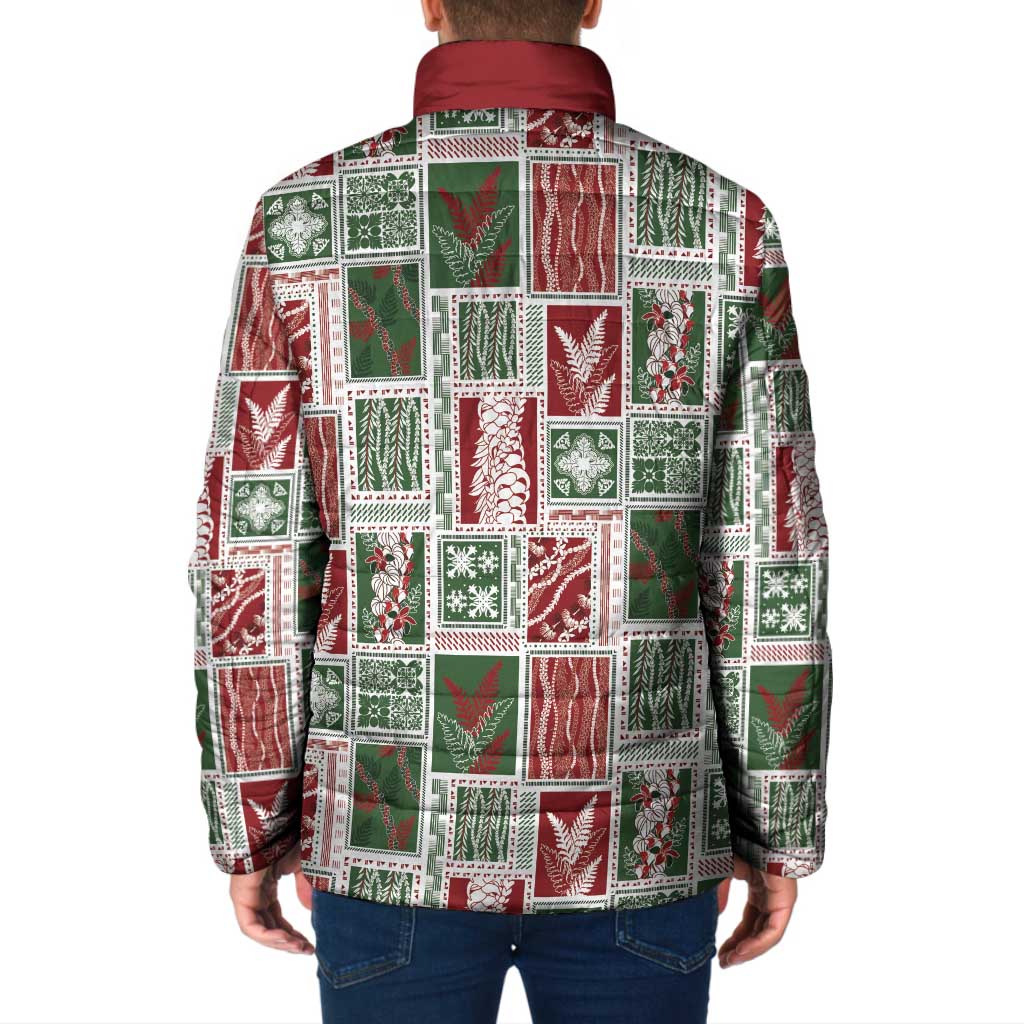 Mele Kalikimaka Hawaiian Quilt and Lei Patchwork Padded Jacket LT9 - Polynesian Pride