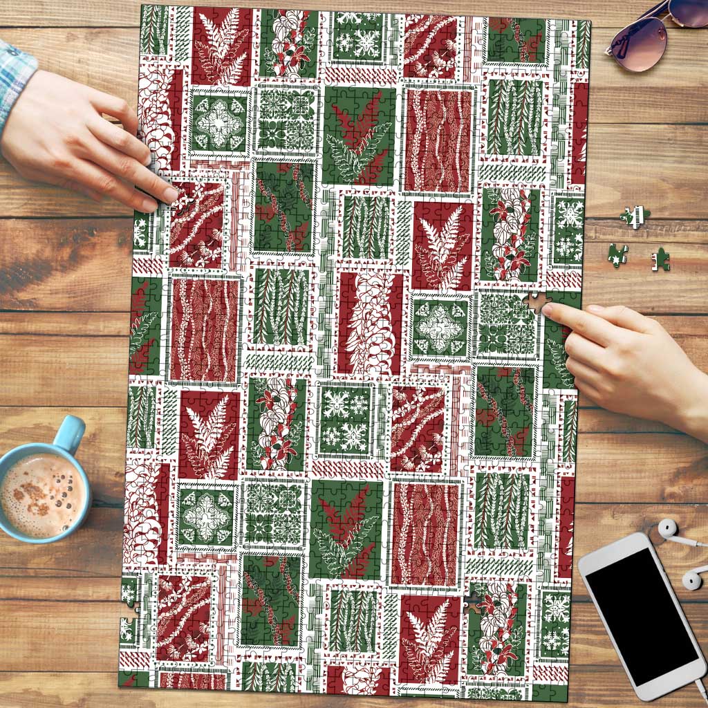 Mele Kalikimaka Hawaiian Quilt and Lei Patchwork Puzzle LT9 Red - Polynesian Pride