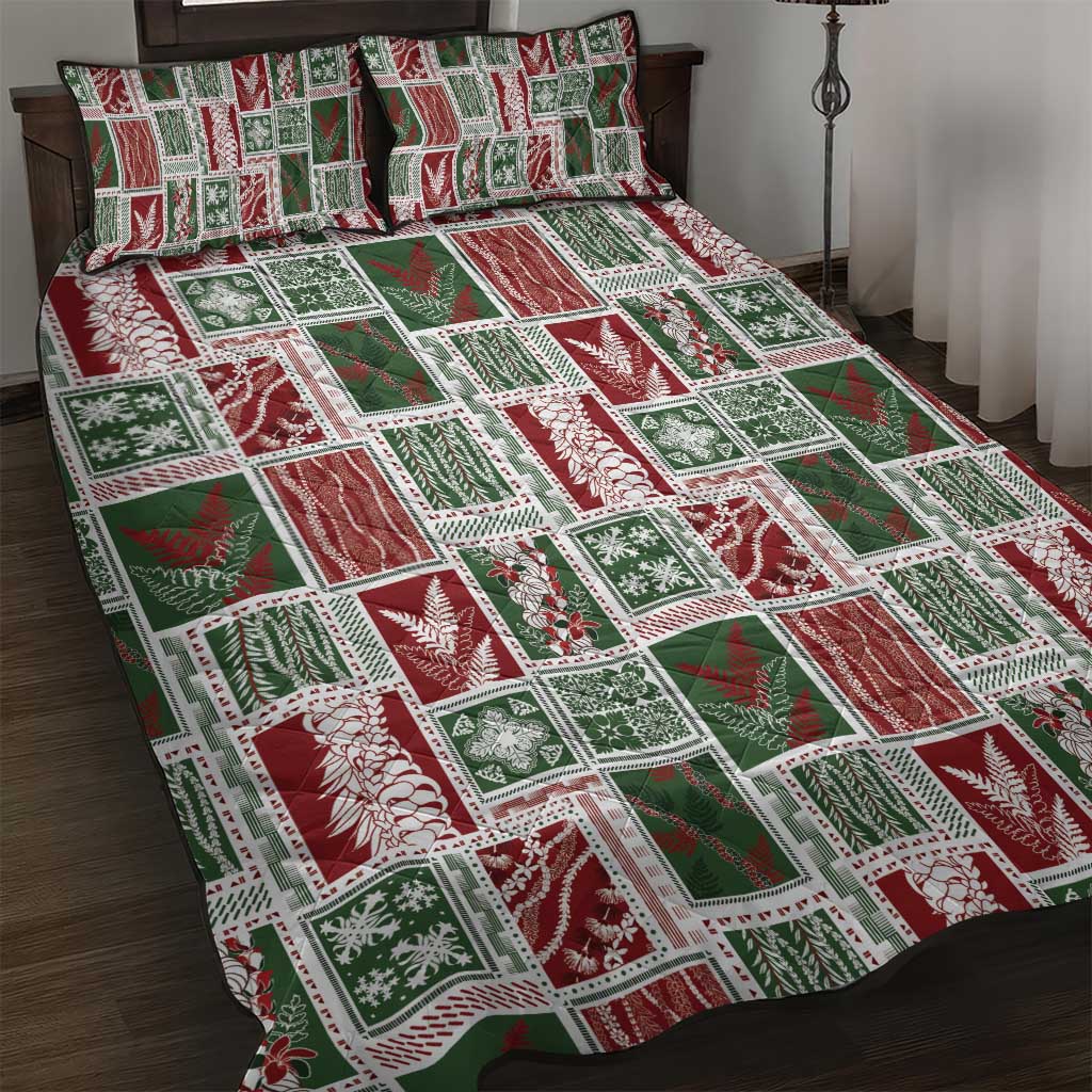 Mele Kalikimaka Hawaiian Quilt and Lei Patchwork Quilt Bed Set LT9 Red - Polynesian Pride