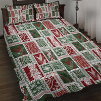 Mele Kalikimaka Hawaiian Quilt and Lei Patchwork Quilt Bed Set LT9 Red - Polynesian Pride