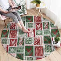 Mele Kalikimaka Hawaiian Quilt and Lei Patchwork Round Carpet LT9 - Polynesian Pride