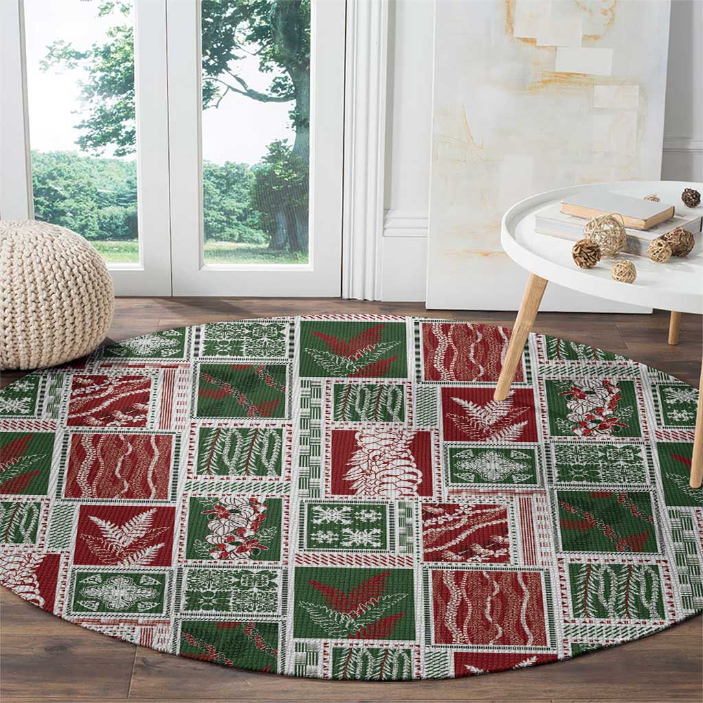 Mele Kalikimaka Hawaiian Quilt and Lei Patchwork Round Carpet LT9 - Polynesian Pride