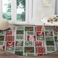 Mele Kalikimaka Hawaiian Quilt and Lei Patchwork Round Carpet LT9 - Polynesian Pride